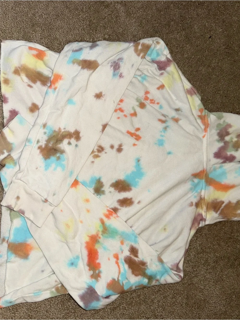Wild Fable Tie-Dye Hoodie in White with Blue and Orange Accents - Picture 2 of 3